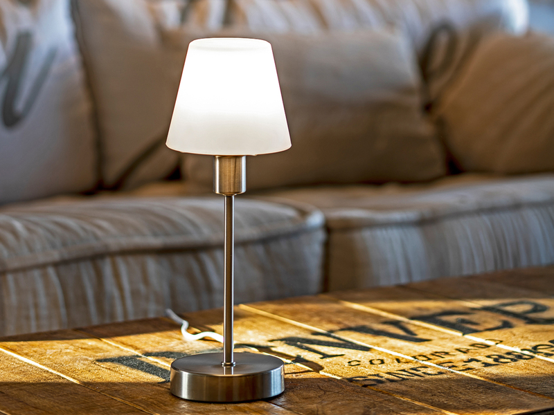 Tischlampe MATHA touch dimmbar mit Glasschirm Weiß & E14 LED, Höhe 32cm