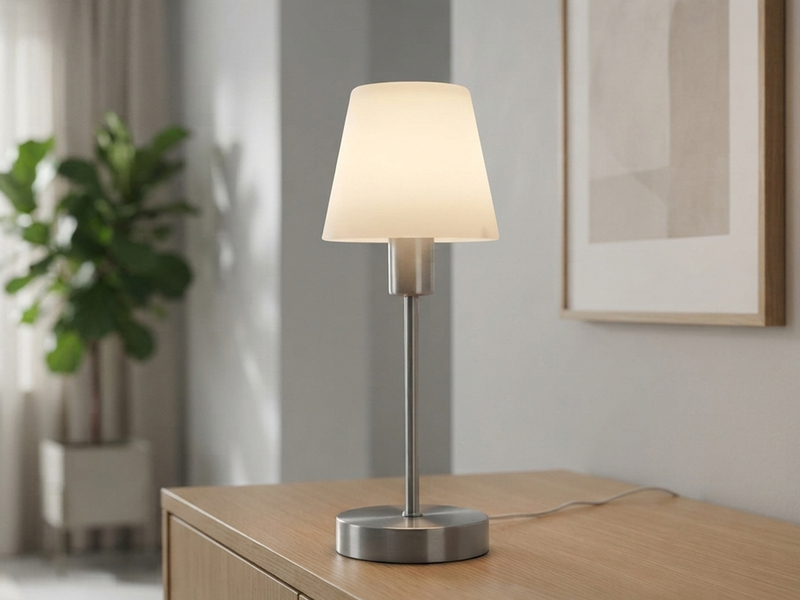 Tischlampe MATHA touch dimmbar mit Glasschirm Weiß & E14 LED, Höhe 32cm