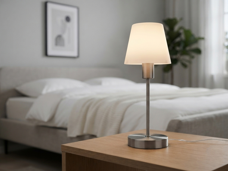 Tischlampe MATHA touch dimmbar mit Glasschirm Weiß & E14 LED, Höhe 32cm