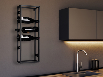 Weinregal ANNABELL Schwarz aus Metall für 6 Flaschen, Höhe 70cm