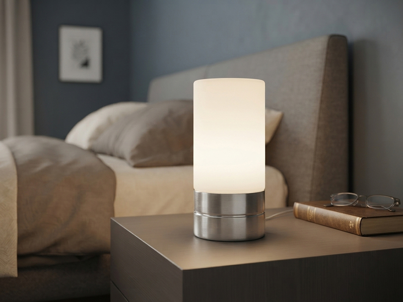 Kleine Tischlampe touch dimmbar mit Glasschirm Weiß & E14 LED, Höhe 20cm