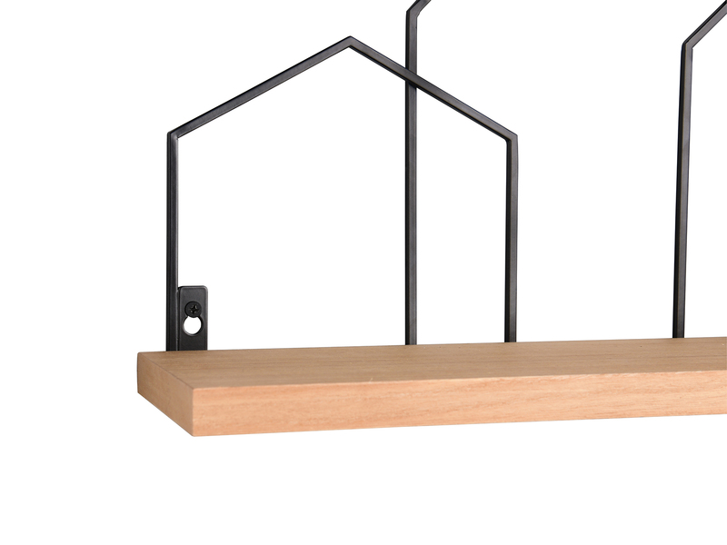 Wandregal JOLEEN aus Holz Natur und Metall Schwarz, Breite 48cm