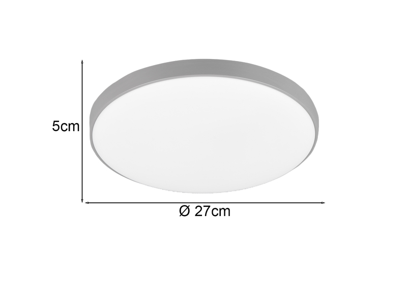Flache LED Deckenleuchte SPICA in Titan, IP44 Badezimmer geeignet, Ø 27cm