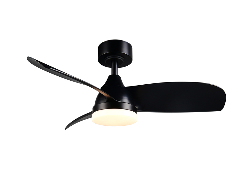 Deckenventilator HELSINKI mit Licht und Fernbedienung in Schwarz, Ø 90cm