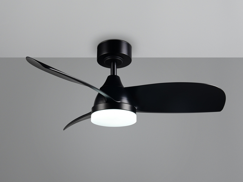 Deckenventilator HELSINKI mit Licht und Fernbedienung in Schwarz, Ø 90cm