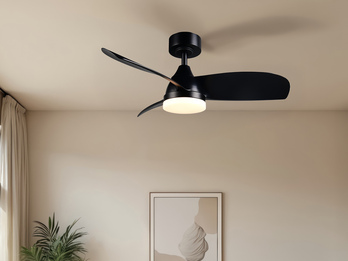 Deckenventilator HELSINKI mit Licht und Fernbedienung in Schwarz, Ø 90cm