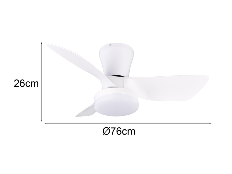 Deckenventilator RANDERS mit Licht und Fernbedienung in Weiß, Ø 76cm