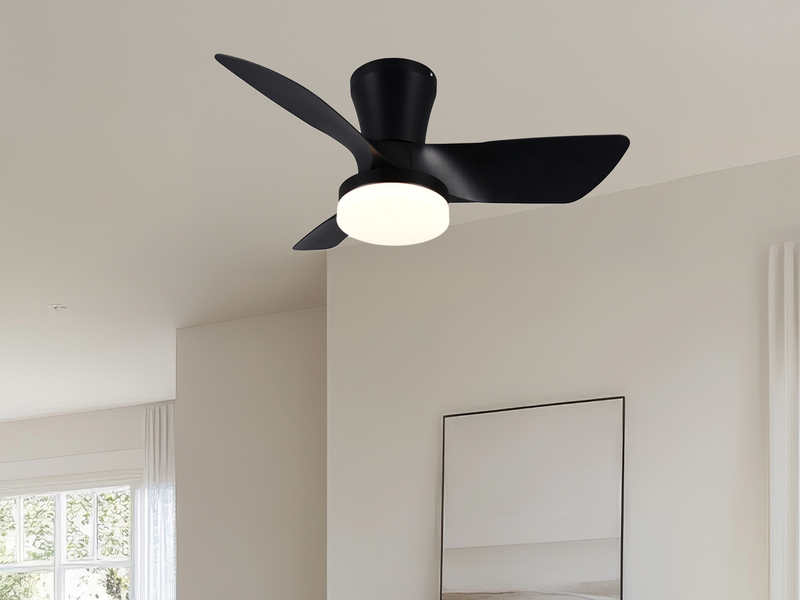 Deckenventilator RANDERS mit Licht und Fernbedienung in Schwarz, Ø 76cm