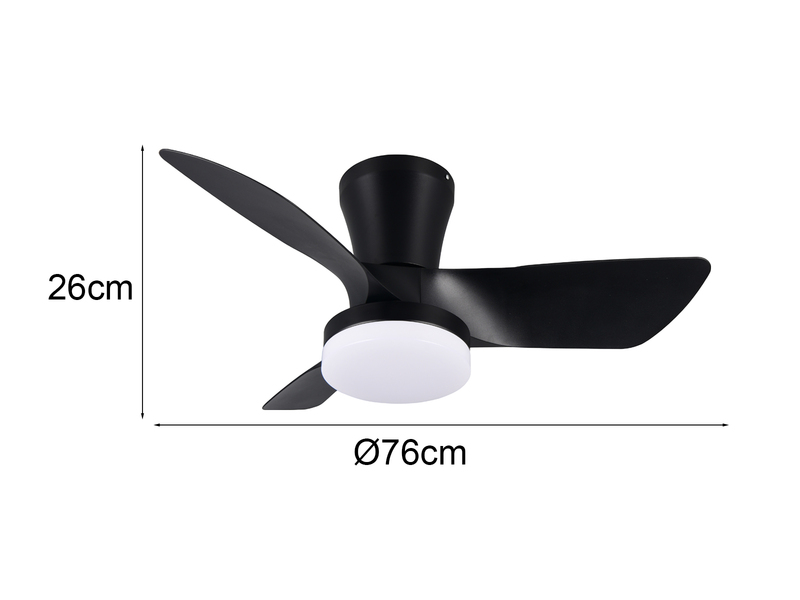 Deckenventilator RANDERS mit Licht und Fernbedienung in Schwarz, Ø 76cm