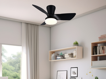 Deckenventilator RANDERS mit Licht und Fernbedienung in Schwarz, Ø 76cm