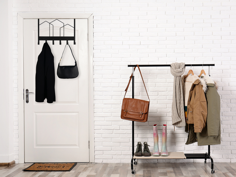 Ausgefallene Türgarderobe LOTTI aus Metall in Schwarz, Breite 48cm