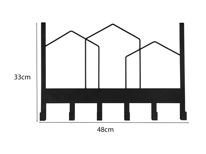 Ausgefallene Türgarderobe LOTTI aus Metall in Schwarz, Breite 48cm