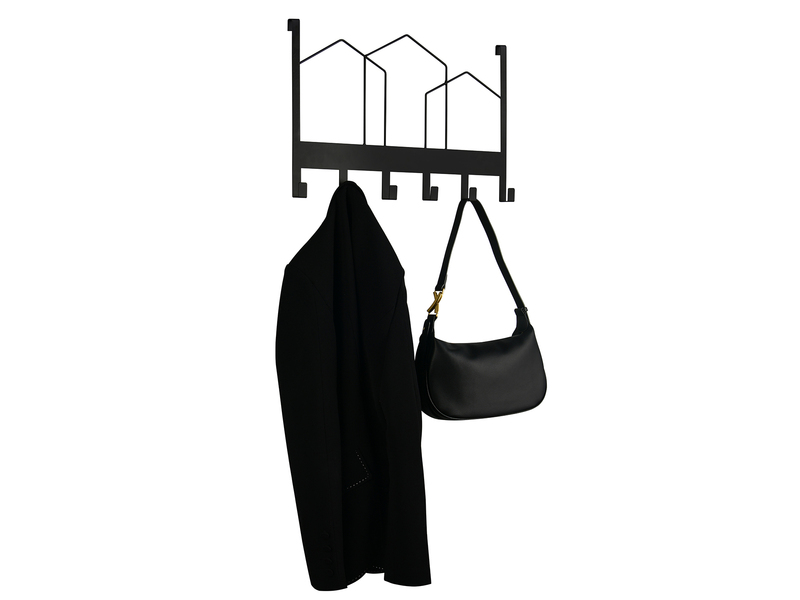 Ausgefallene Türgarderobe LOTTI aus Metall in Schwarz, Breite 48cm