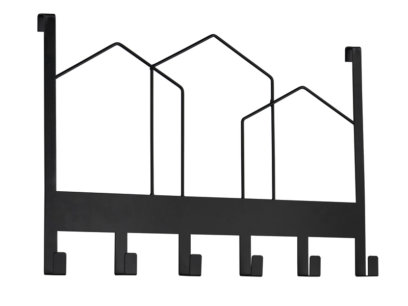 Ausgefallene Türgarderobe LOTTI aus Metall in Schwarz, Breite 48cm