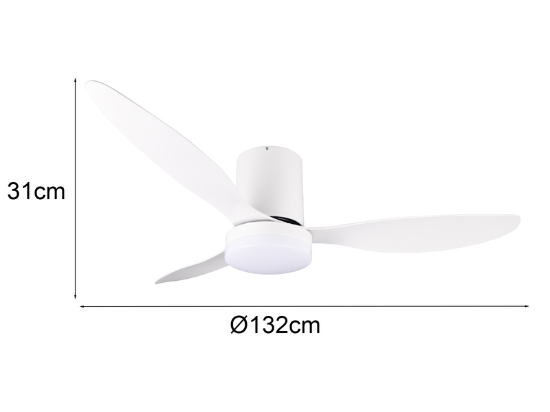Deckenventilator GÖTEBORG mit Licht und Fernbedienung in Weiß, Ø 132cm