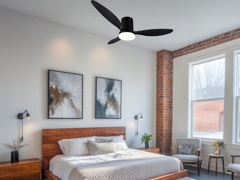 Deckenventilator GÖTEBORG mit Licht und Fernbedienung in Schwarz, Ø 132cm