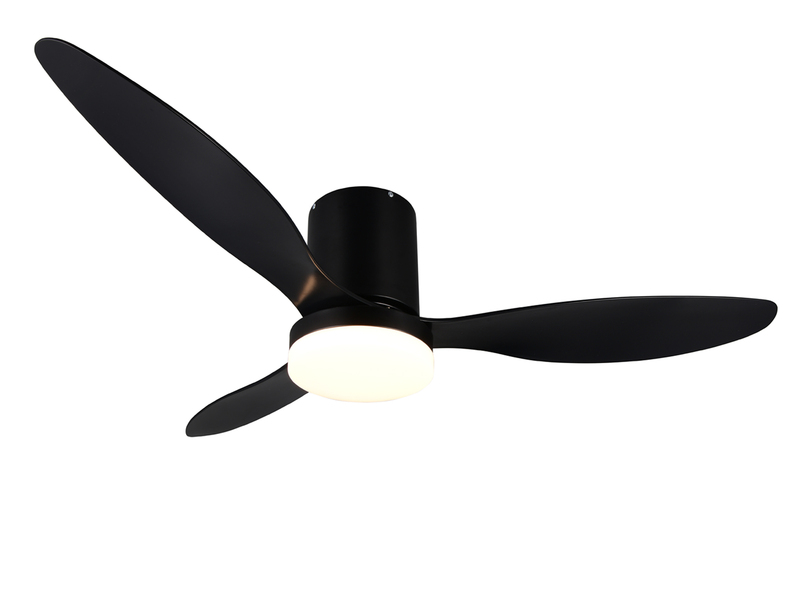 Deckenventilator GÖTEBORG mit Licht und Fernbedienung in Schwarz, Ø 132cm