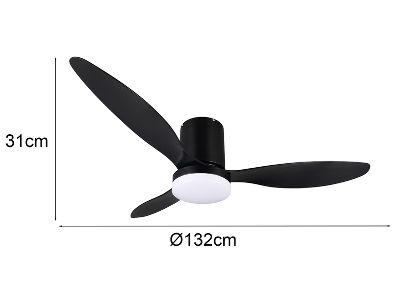 Deckenventilator GÖTEBORG mit Licht und Fernbedienung in Schwarz, Ø 132cm