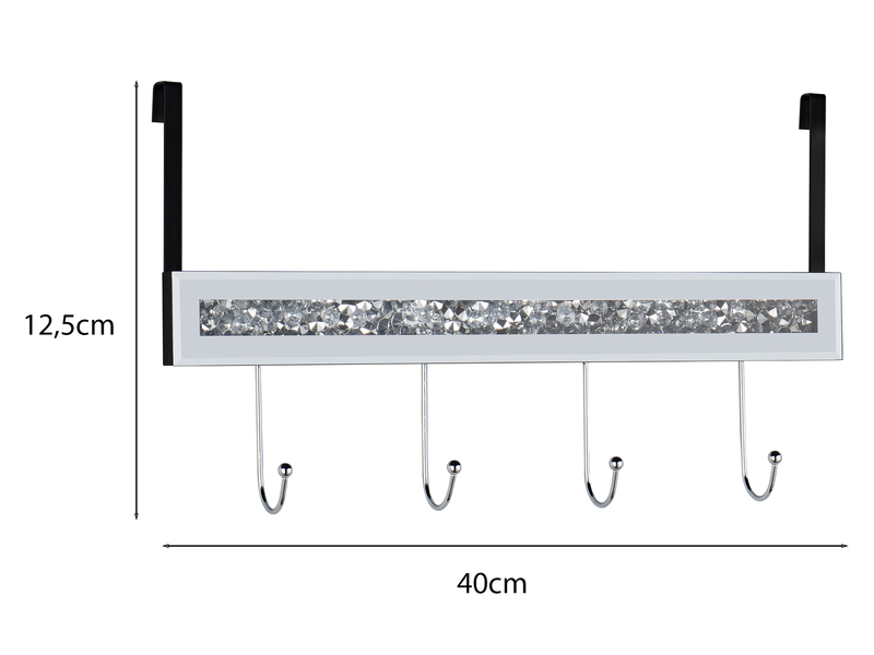 Türgarderobe GLITTY mit Spiegelglas und Glitzereffekt, Breite 40cm
