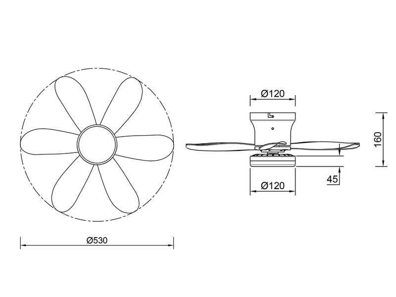 Deckenventilator LUND mit Licht und Fernbedienung in Schwarz, dimmbar Ø 53cm
