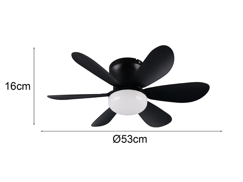 Deckenventilator LUND mit Licht und Fernbedienung in Schwarz, dimmbar Ø 53cm