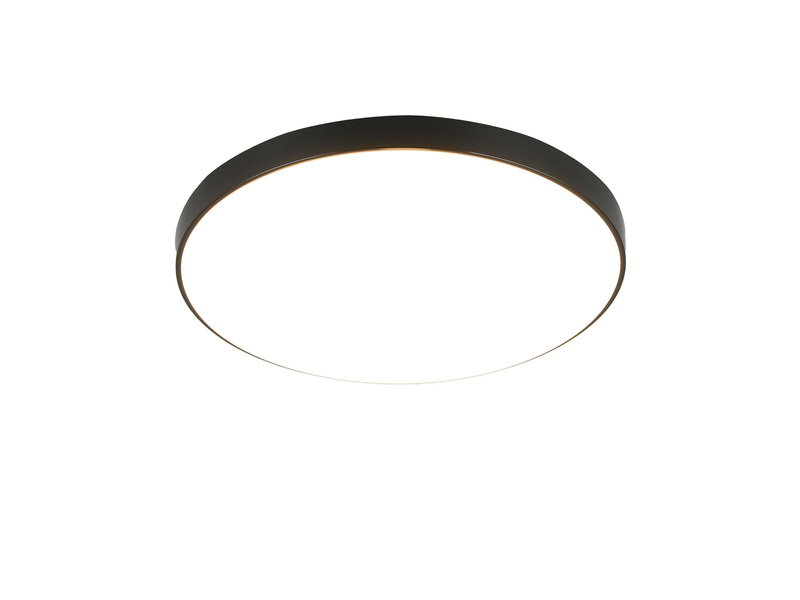 Flache LED Deckenleuchte SPICA in Schwarz, IP44 Badezimmer geeignet, Ø 27cm
