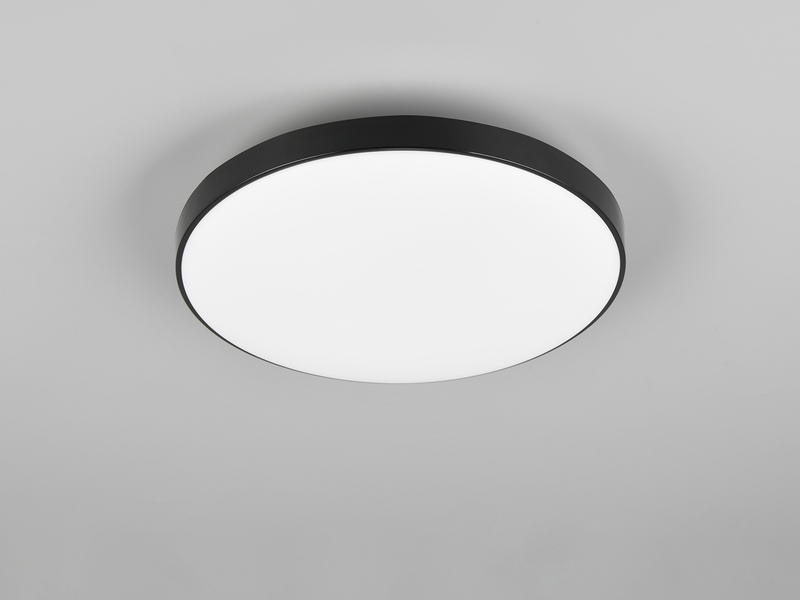 Flache LED Deckenleuchte SPICA in Schwarz, IP44 Badezimmer geeignet, Ø 27cm