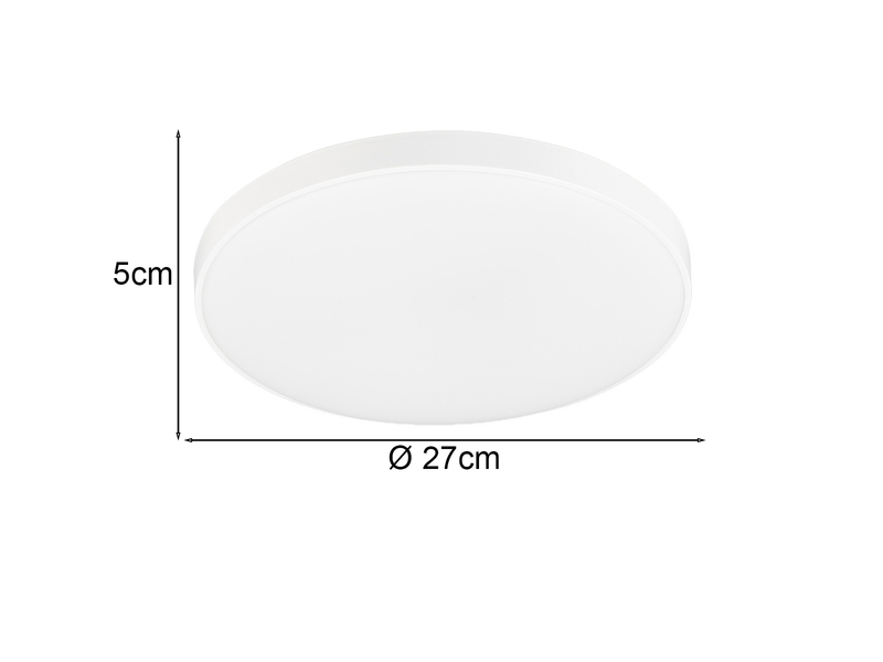 Flache LED Deckenleuchte SPICA in Weiß, IP44 Badezimmer geeignet, Ø 27cm