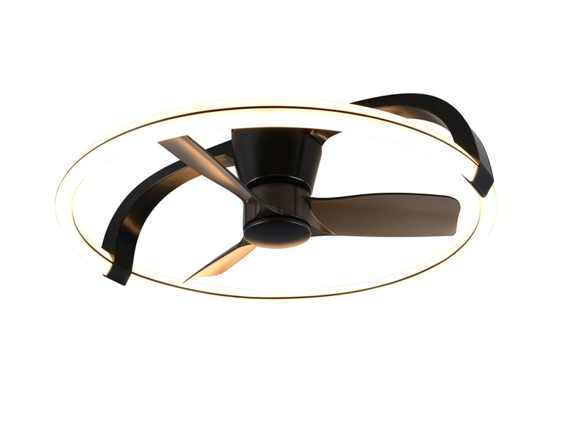 Große LED Deckenleuchte STOCKHOLM Schwarz mit Ventilator & Fernbedienung Ø73,5cm