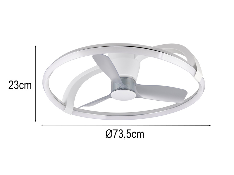 Große LED Deckenleuchte STOCKHOLM mit Ventilator & Fernbedienung Weiß, Ø 73,5cm
