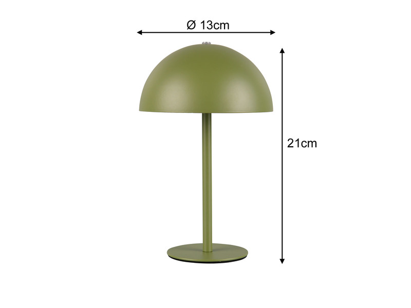 Akku Tischleuchte MUNOZ Grün dimmbar & per USB aufladbar, Höhe 21cm