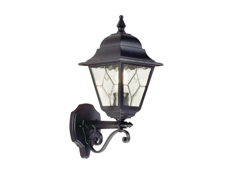 Landhausstil Außenwandleuchte NORFOLK Laterne stehend mit Bleiglas, Höhe 45cm
