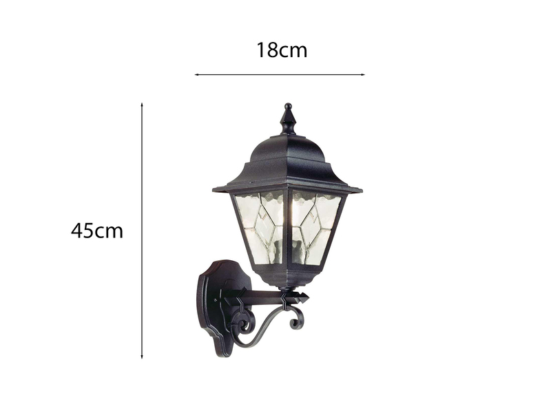 Landhausstil Außenwandleuchte NORFOLK Laterne stehend mit Bleiglas, Höhe 45cm