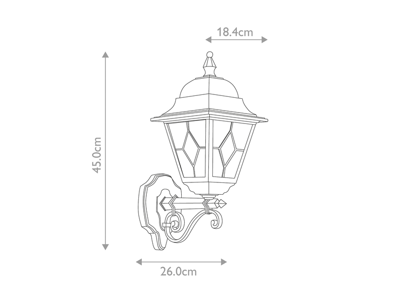 Landhausstil Außenwandleuchte NORFOLK Laterne stehend mit Bleiglas, Höhe 45cm