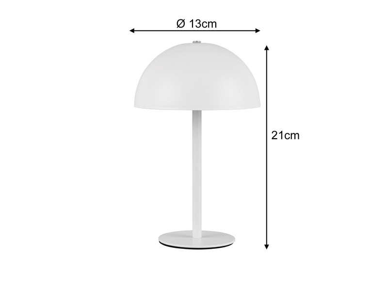 Akku Tischleuchte MUNOZ Weiß dimmbar & per USB aufladbar, Höhe 21cm