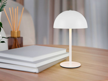 Akku Tischleuchte MUNOZ Weiß, Touch dimmbar, USB aufladbar, 21cm klein