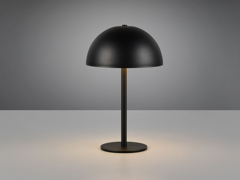Akku Tischleuchte MUNOZ Schwarz, Touch dimmbar, USB aufladbar, 21cm klein