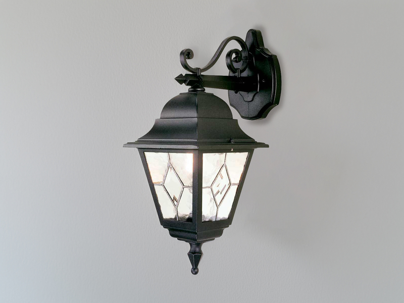 Landhausstil Außenwandleuchte NORFOLK Laterne hängend mit Bleiglas, Höhe 45cm