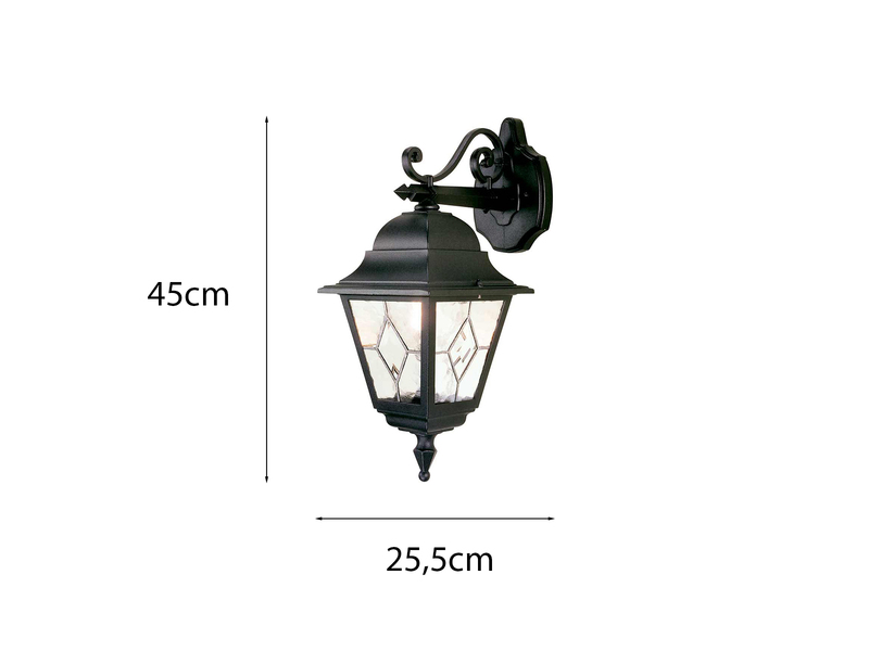 Landhausstil Außenwandleuchte NORFOLK Laterne hängend mit Bleiglas, Höhe 45cm