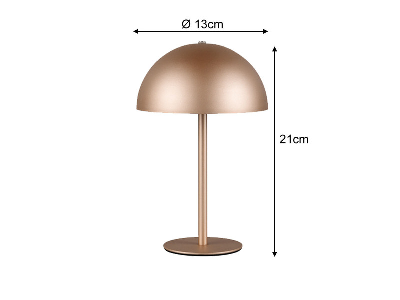 Akku Tischleuchte MUNOZ Coffee, Touch dimmbar, USB aufladbar, 21cm klein