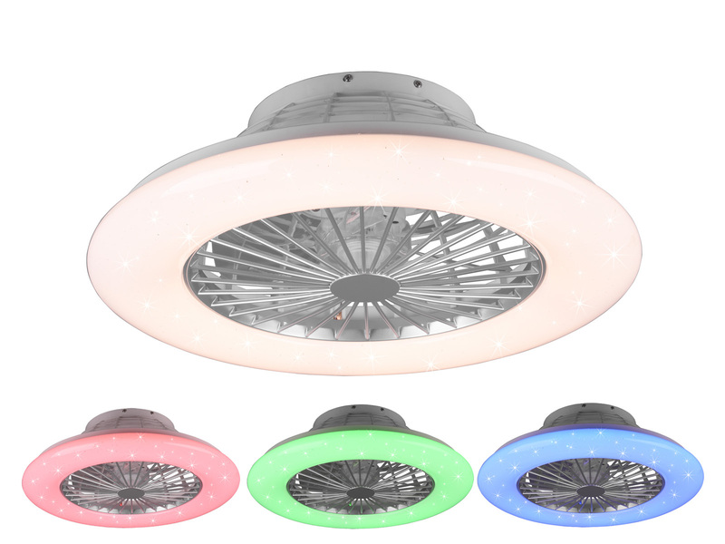 RGB LED Deckenleuchte mit Ventilator, Fernbedienung & Wandhalterung Ø50cm