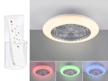 RGB LED Deckenleuchte mit Ventilator, Fernbedienung & Wandhalterung Ø50cm
