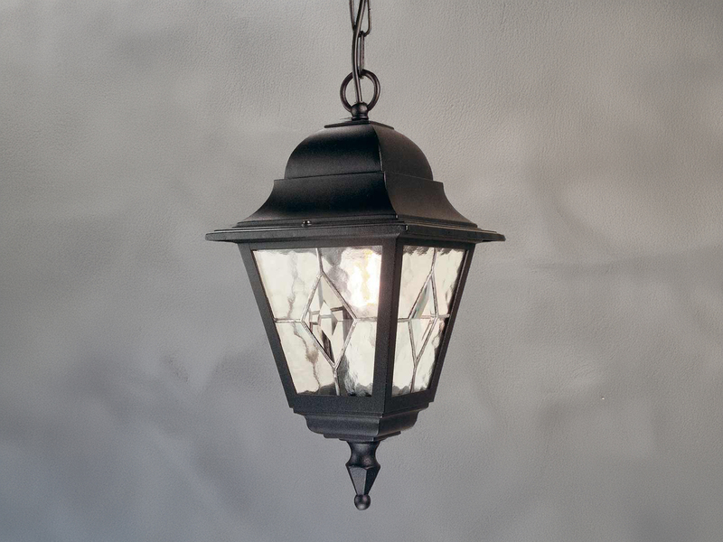 Landhausstil Außen Hängelampe NORFOLK Kettenlaterne mit Bleiglas, max. Höhe 60cm