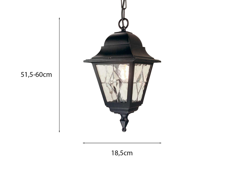 Landhausstil Außen Hängelampe NORFOLK Kettenlaterne mit Bleiglas, max. Höhe 60cm