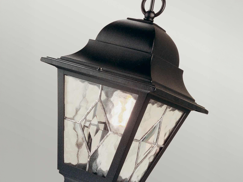 Landhausstil Außen Hängelampe NORFOLK Kettenlaterne mit Bleiglas, max. Höhe 60cm