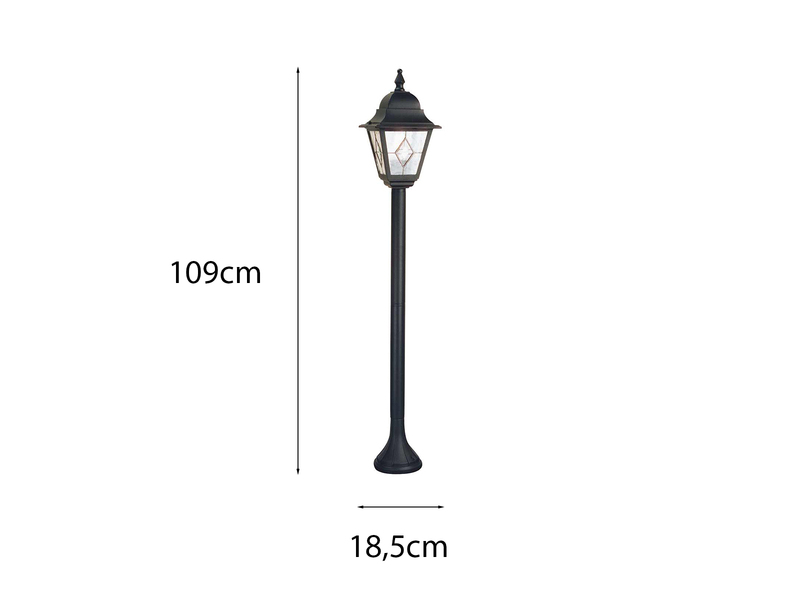 Außen Wegeleuchte NORFOLK Landhausstil Laterne mit Bleiglas, Höhe 109cm