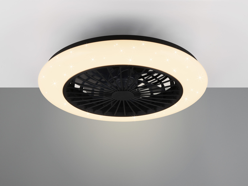 LED Deckenleuchte mit Ventilator, Fernbedienung & Wandhalterung, Ø50cm