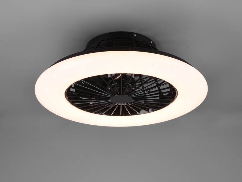 LED Deckenleuchte mit Ventilator, Fernbedienung & Wandhalterung, Ø50cm