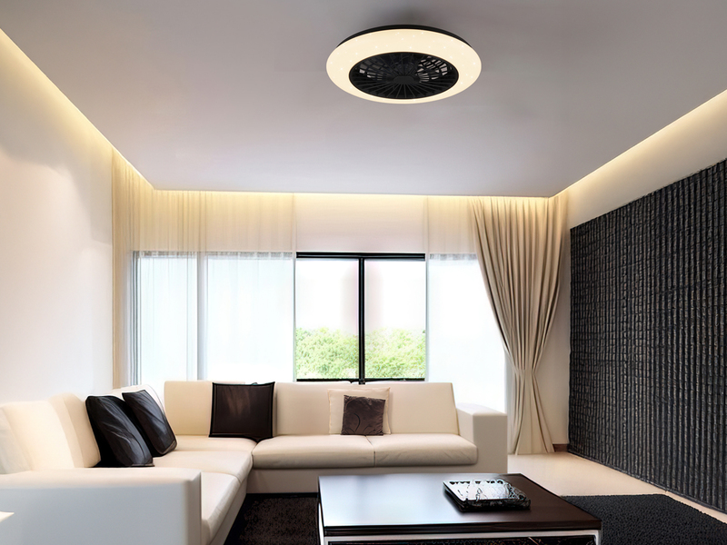 LED Deckenleuchte mit Ventilator, Fernbedienung & Wandhalterung, Ø50cm