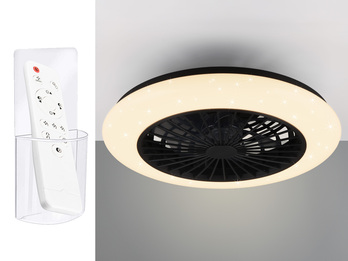 LED Deckenleuchte mit Ventilator, Fernbedienung & Wandhalterung, Ø50cm